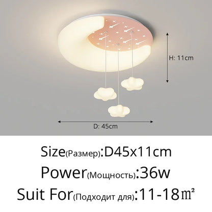 Nordic Moon Star Design Cream Style Led Ceiling Lamp Dimmable for Child Bedroom Study Home Decor Acrylic Hanging Light Fixture