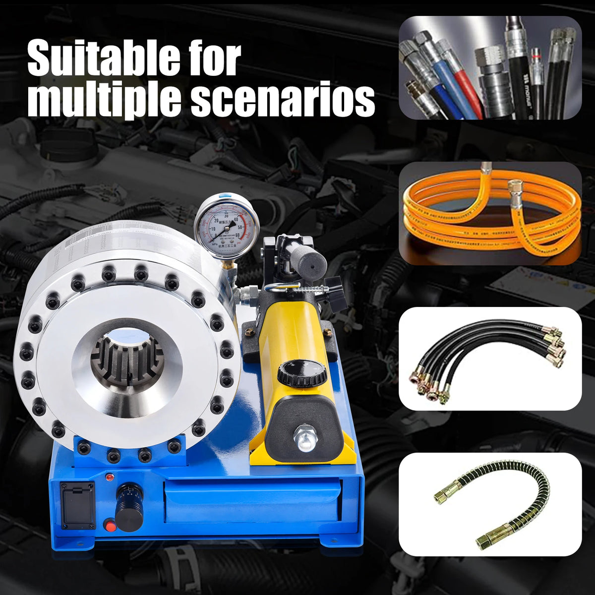 Hydraulic Hose Crimper | Handheld Tube Crimping Machine | Portable Hydraulic Hose Press Tool | for Excavator Pipelines, Agricultural Machinery