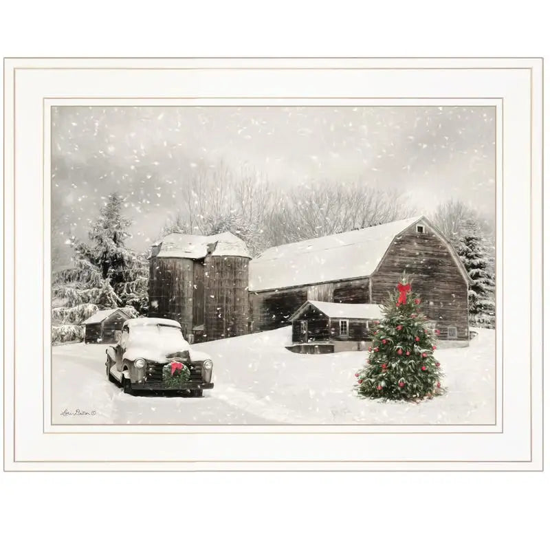 Framed Wall Art "Farmhouse Christmas" by Lori Deiter, Modern Print for Living Room, Bedroom & Farmhouse Decor