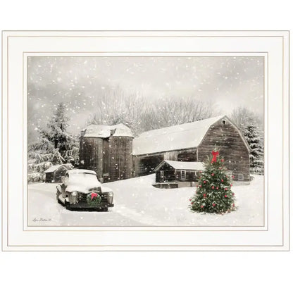 Framed Wall Art "Farmhouse Christmas" by Lori Deiter, Modern Print for Living Room, Bedroom & Farmhouse Decor