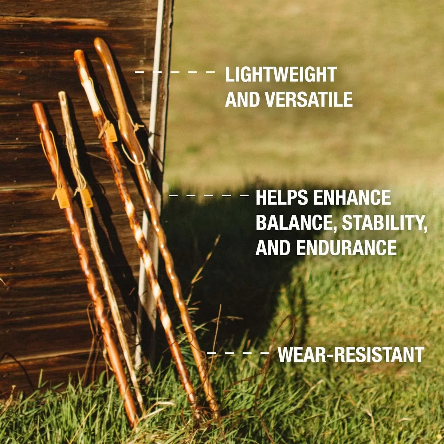 Handcrafted Oak Walking Stick with Crook Handle, 58" Red Wood Cane for Men & Women