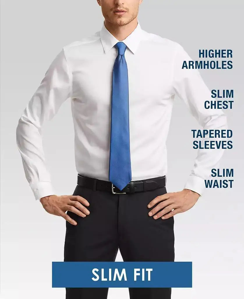 Calvin Klein | Men's Slim-Fit Non-Iron Performance Stretch Blue Check Dress Shirt