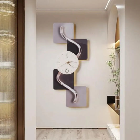 39.4 Silent LED Wall Clock with Modern Abstract Geometric Design for Elegant Living Room and Bedroom Decor Non-Ticking Sound Ea
