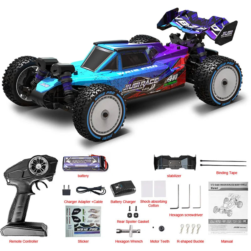 JIUSI WB12 PRO 1:12 Brushless RC Car 80km/h 4WD High Speed Off-road Drift Vehicle 2.4G Remote Control Racing Car Toys As Gift