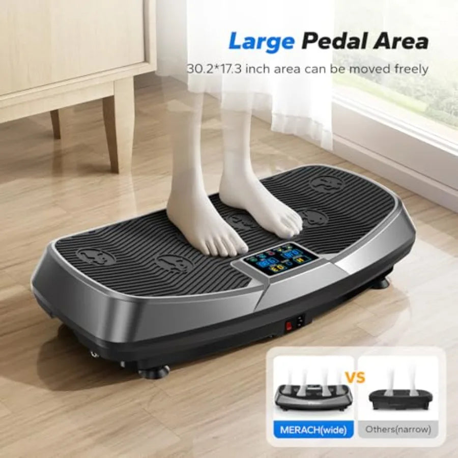 MERACH 3D 4D Vibration Plate Exercise Machine for Lymphatic Drainage Weight Loss with 2 Tension Ropes Whole Body Vibration Plat