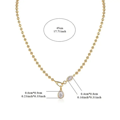 JIUZUAN Moissanite Pendant Necklace Beaded Chain 925 Sterling Silver 18K Gold Plated Elegant Gift Comes with GRA Certificate
