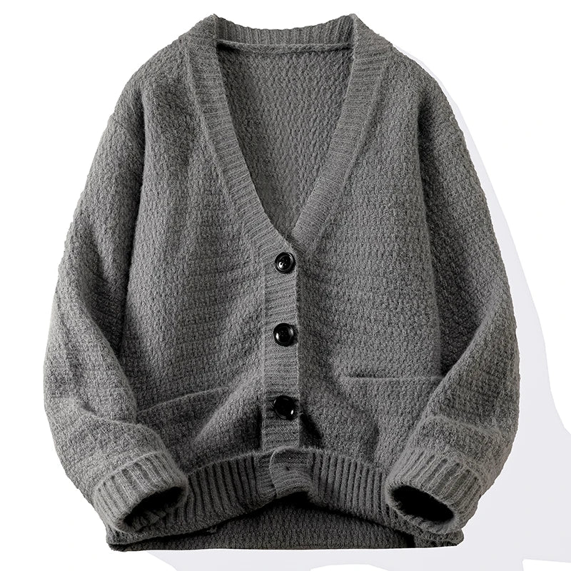 Cardigan V-neck Sweater Men Autumn Winter Fashion All Loose Casual Knitwear High-quality Fabric Comfortable Skin Breathable Coat