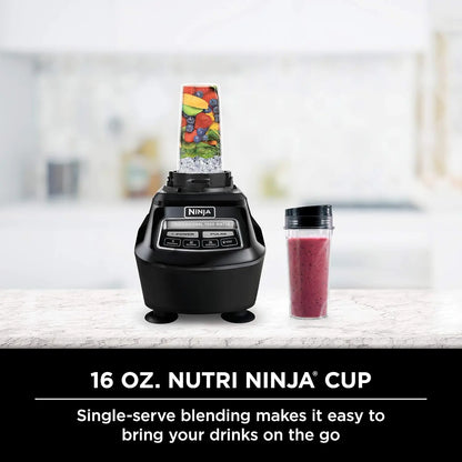 1500W Mega Kitchen System with 72 oz Blender, 8-Cup Food Processor, To-Go Cups - Smoothies, Ice Crushing & More in Black
