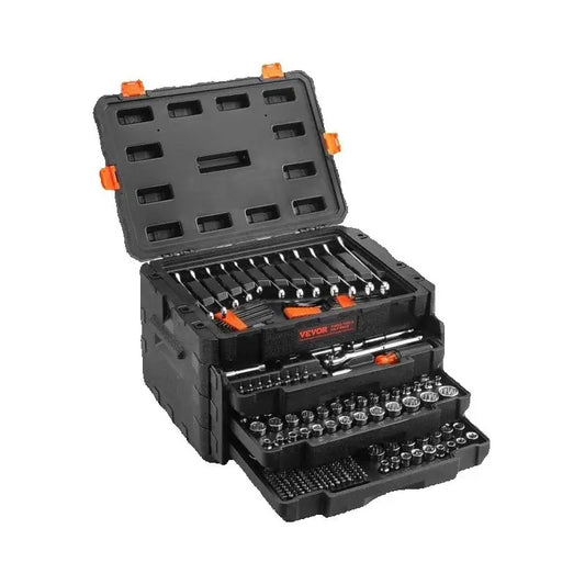 SucceBuy Mechanics Tool Set and Socket Set 1/4" 3/8" 1/2" Drive Deep Standard Sockets 450 Pcs SAE and Metric Mechanic Tool Kit