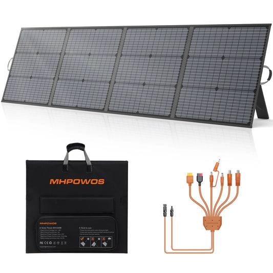 MHPOWOS 220W Foldable Solar Panel 40V Solar Charger for Power Station RV Camping Off Grid Fishing IP67 Waterproof Monocrystalline Portable Solar Panel