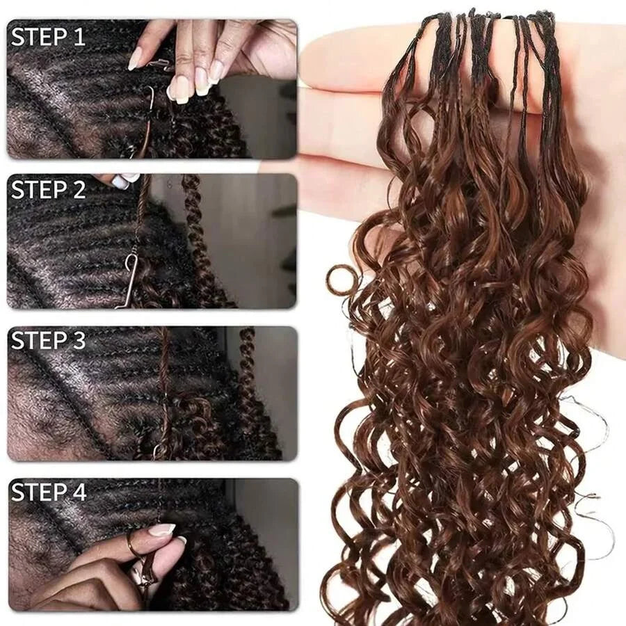 Chocolate Brown Miracle Knots Crochet Human Hair For Braiding Crochet Braids Burmese Curly Crochet Hair Extension 100% Human Hair