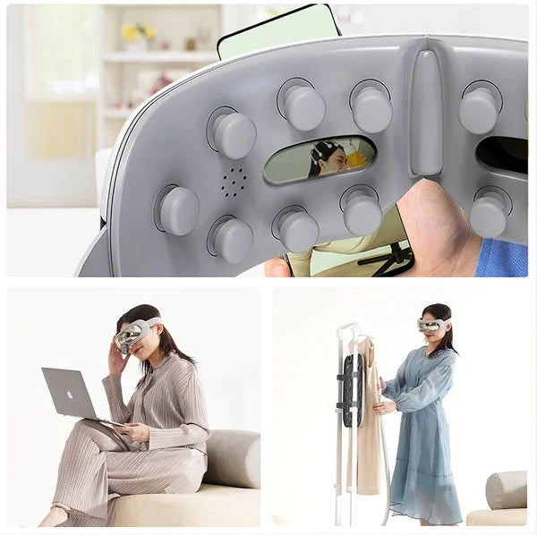 PSQNA6 Eye Massager, 6 Massage Modes, 1100mAh Battery, 2H Runtime, Heated Comfort