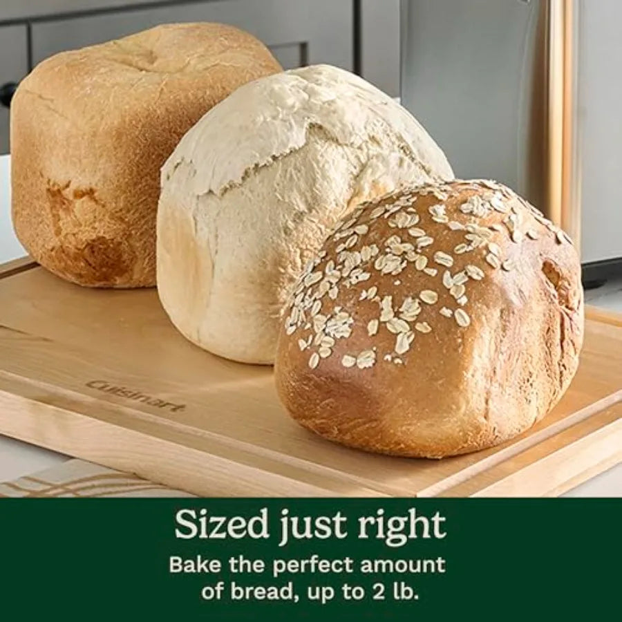 Bread Maker Machine for home baking, stainless steel body, silver color, 16 menu programs and 2-lb loaf capacity