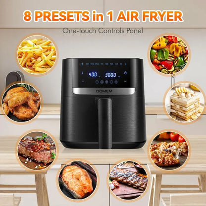 Air Fryer 4.2 Qt Oven, 8-in-1 Multicooker with Non-Stick Basket, Air Fryer with Preset Function, Cooker for Healthy and Low-Oil