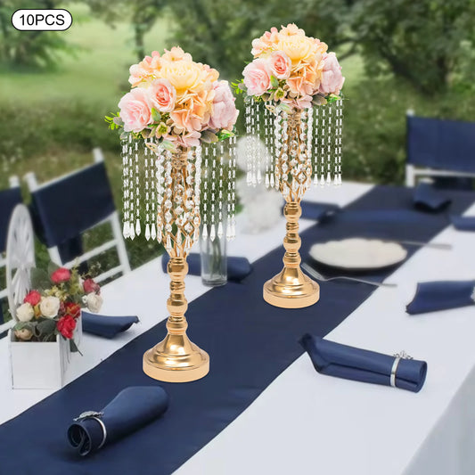 10 Pcs 19.3 Inches Tall Crystal Flower Stand, Wedding Road Lead Tall Flower Holders Centerpiece, Metal Flower Vase for Reception Tables Wedding Supplies