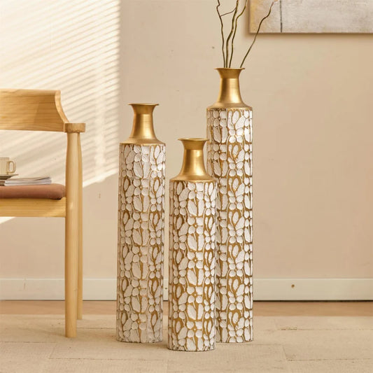 Floor Vases Gold Large Vases Set Of 3 For Home Decor Vintage Large Vases Representing Twigs Dried Flowers Shipping From The USA