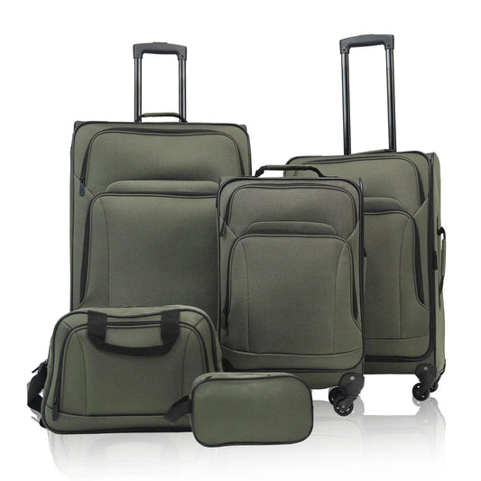 Travel Bag Suitcase Combo Expandable Soft Case Duffel Luggage Set with Wheels 5 Piece Organizer for Business or Leisure Travel