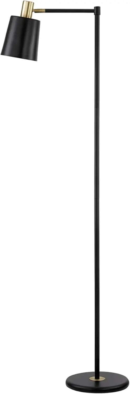 Electric 12916 Lex 60' Floor Lamp, Black, Satin Finish, Gold Accents