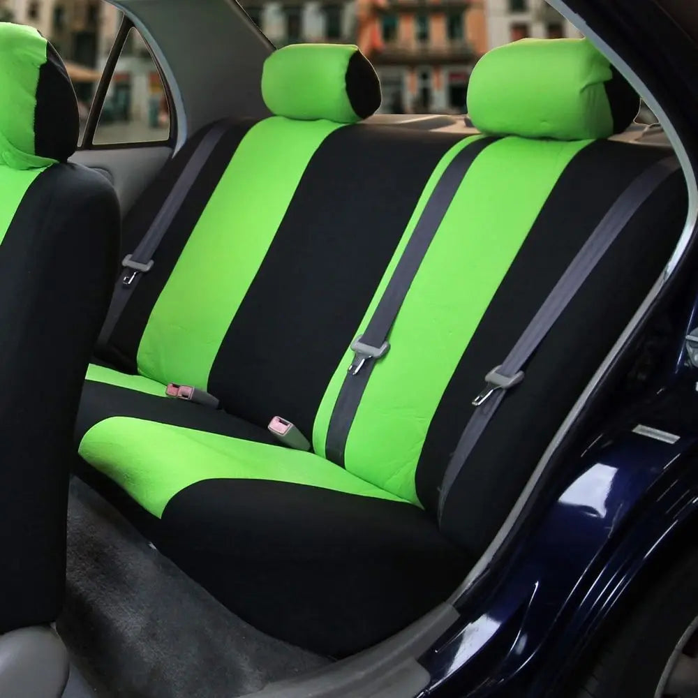 Automotive Seat Covers Full Set Green Protector Rear Solid Bench, Car Flat Cloth Seat Cover Universal Fit for Cars and Vans Inte