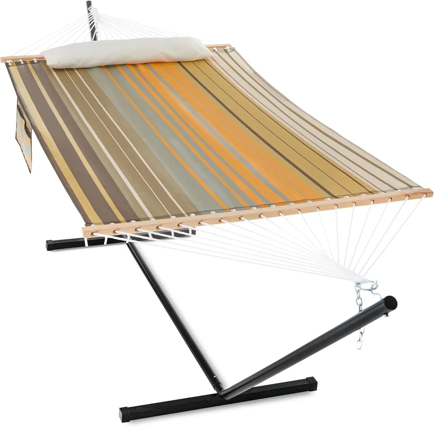 Waterproof Double Hammock with Stand, 2 Person 55'' Large Quick Dry Textilene, Outdoor Heavy Duty for 475lbs Capacity