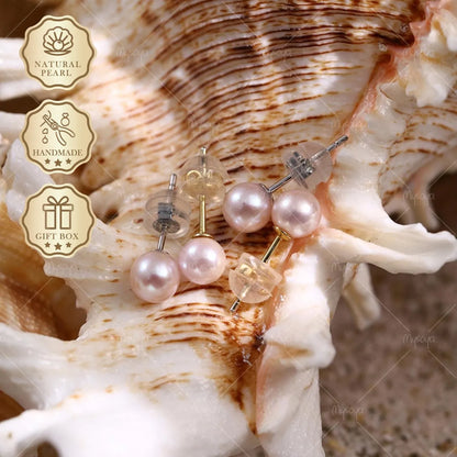 Mysoya Japan Akoya Pearl Stud Earrings 5-5.5mm Golden Silvery S925 Gift Box Valentine's Day Birthday Gift For Her