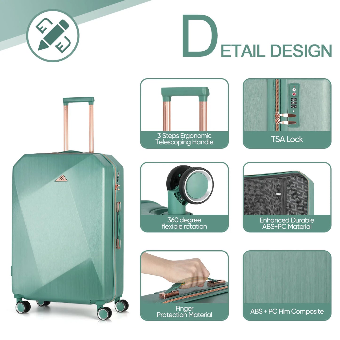 3-Piece Softside Luggage Set with Spinner Wheels - Lightweight 20/24/28in Travel Suitcase for Airline Check-In & Trips