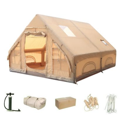 Inflatable Camping Tents with Hand Pump 12m² Air Glamping Tents Easy Setup Waterproof and Windproof Blow up Tent 4 Seasons