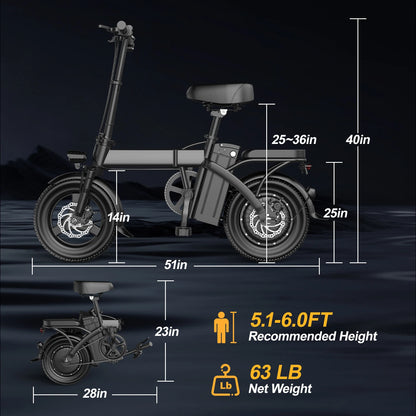 Electric Motorcycles Bike For Adults, 48V 20AH/15AH/10Ah Ebikes 500W Brushless Motor 14'' Tires Folding Electric Bicycles