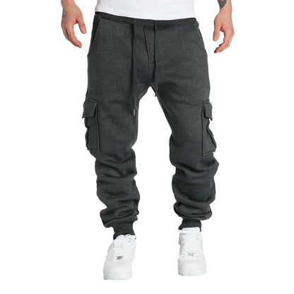 New Mens Sweatpants Straight Fit Joggers for Sports and Streetwear Loose Oversized Drawstring Long Pants Men Multi-pocket Pants