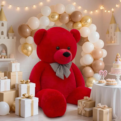 6 Feet Life Size Big Teddy Bear Plush Stuffed Animal Red Adorable Soft Gift for Christmas Valentine Birthday Long Distance