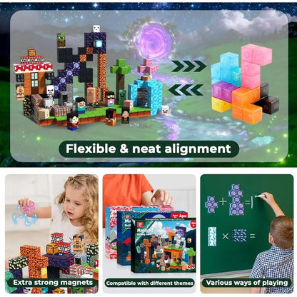 Magnetic Building Blocks Set - 300 Pieces, STEM Toys for Kids, Montessori Sensory Gifts for Ages 3-10