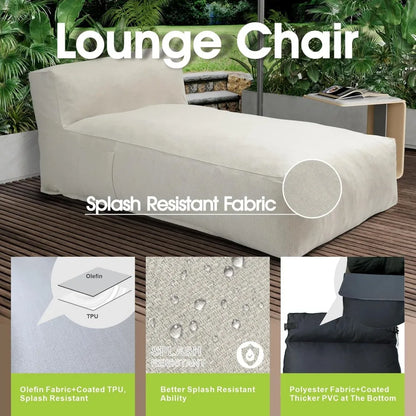 Outdoor Bean Bed Chair Sun Lounger, Outdoor Couch Sofa for Patio & Pool, Foam Filling Day Bed Furniture, Comfy Lazy Sofa for Out