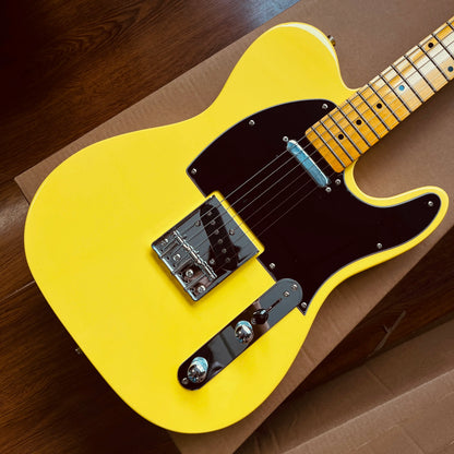 Electric Guitar TL Yellow Body Chrome Part Maple Fretboard Black Pickguard 2S Shipped from the United States Free Shipping