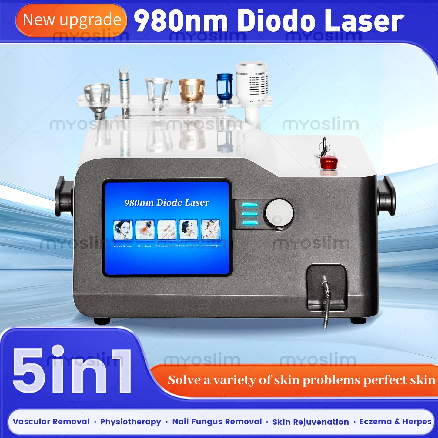5 In 1 980nm Diode Laser Machine Nail Fungus Treatment Spider Veins Vascular Removal Skin Rejuvenation Beauty Device