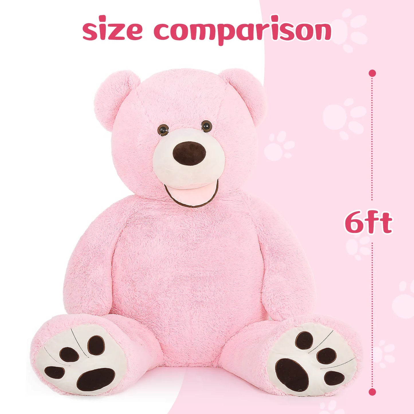 MorisMos Giant Teddy Bear Plush 6ft, Life Size Huge Pink Teddy Bears for Girlfriend, 6 Foot Large Big Stuffed Animal Gifts for W