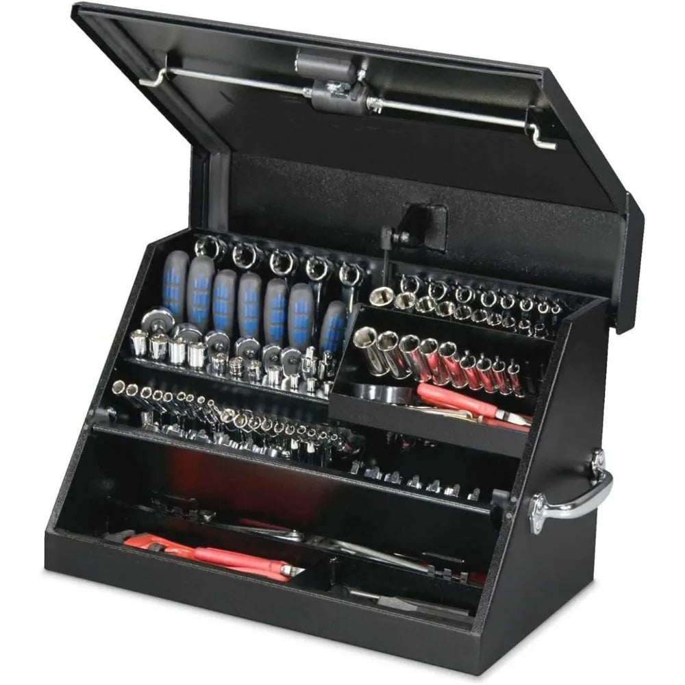 Montezuma SM200B 22.5-Inch Portable Triangle Toolbox - Heavy-Duty Steel - Metric and SAE Storage Chest - Weather Resistant