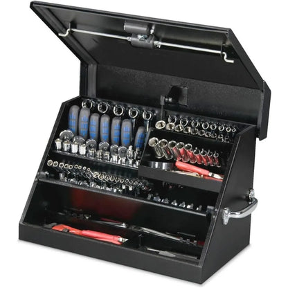 Montezuma SM200B 22.5-Inch Portable Triangle Toolbox - Heavy-Duty Steel - Metric and SAE Storage Chest - Weather Resistant