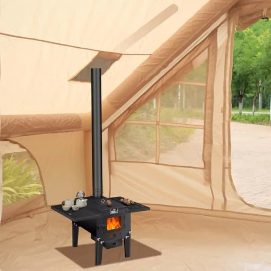 Inflatable Tent for Camping4/6 Person Blow Up Air Glamping Room Tent House with Stove
