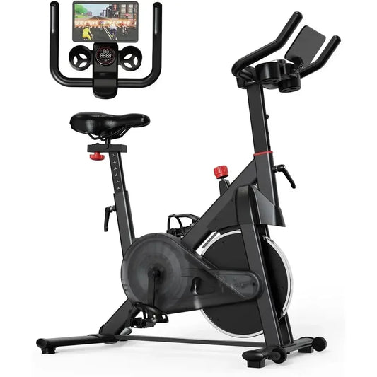 Quiet Spin Bike with 300LB Capacity, LCD Monitor, and Cup Holder for Home Gym
