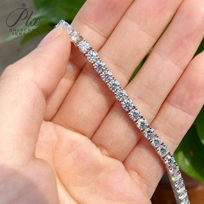 3mm Moissanite Tennis Bracelet 925 Sterling Silver Plated White Gold Bracelet for Women Man Sparkling Party Jewelry 6.5/7inch