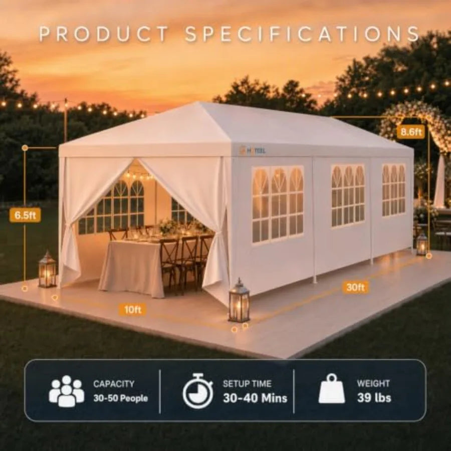 Feet Party Tent, Large Outdoor Canopy with 8 Removable Sidewalls