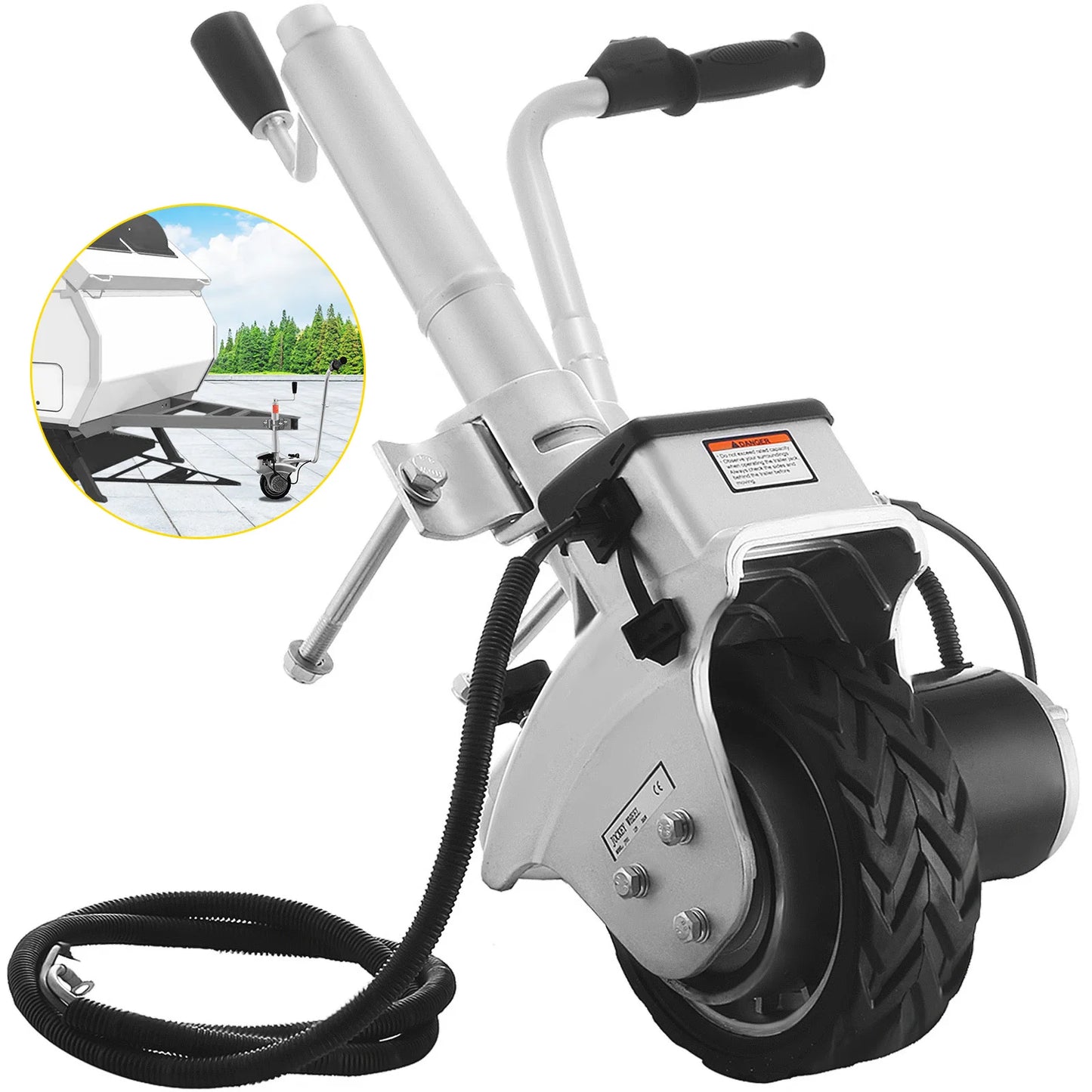 SucceBuy 350W12V Motorised Jockey Wheel 2270KG Vehicle Load  Caravan Boat Wheel Dolly Trailer Pickup Power Mover Car Accessories