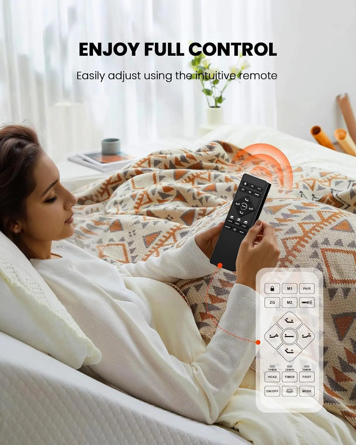 Split King Electric Adjustable Bed Base with Built-In Massage, Head & Foot Incline, 4 USB Ports, Under-Bed Nightlight, and 4 Height Positions - Adjustable Frame for Personalized Comfort