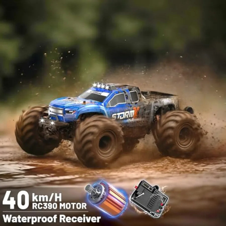 RC Cars 1:14 All Terrain Off-Road RC Truck, 4WD Fast Remote Control Car 40 KM/H, 4X4 Waterproof Monster Truck with 2×1300mAh Ba