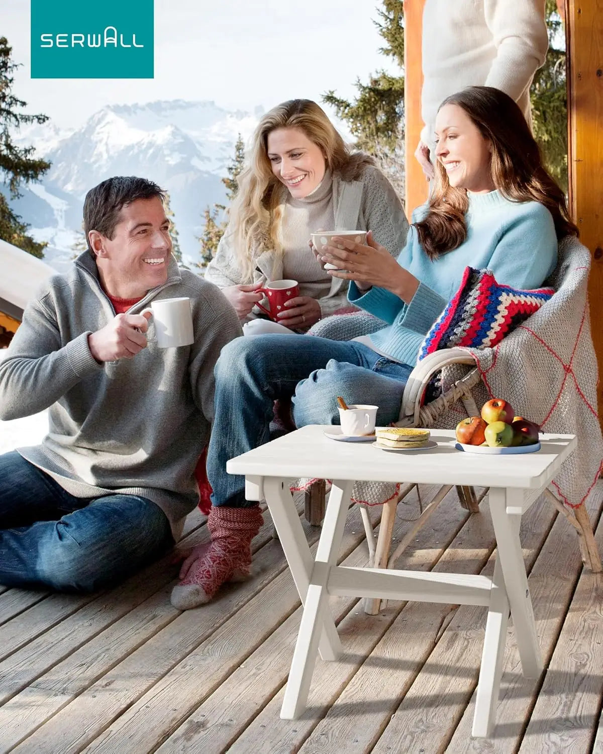 Portable Folding Adirondack Side Table, HDPE Outdoor End Table, Weather-Resistant, 110 lbs Capacity, White