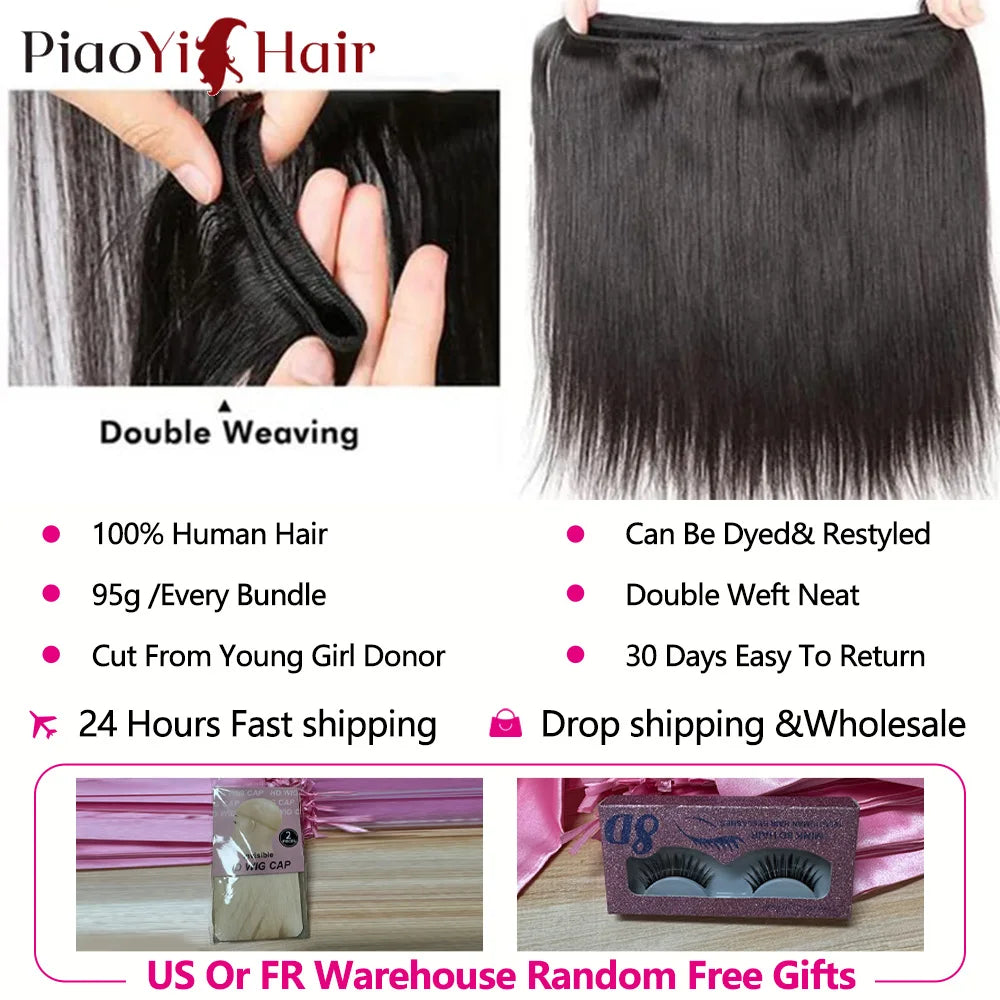 Top Unprocessed Straight Bundles Human Hair 3/6 Pcs Human Hair Brazilian Straight 100% Human Hair Bundles Extensions 3-5 Working Days Delivery
