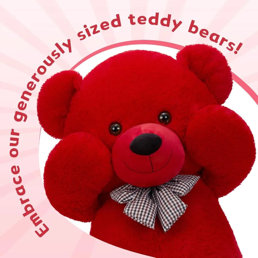 6 Feet Life Size Big Teddy Bear Plush Stuffed Animal Red Adorable Soft Gift for Christmas Valentine Birthday Long Distance