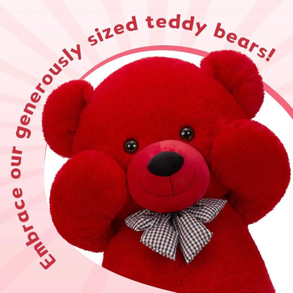 6 Feet Life Size Big Teddy Bear Plush Stuffed Animal Red Adorable Soft Gift for Christmas Valentine Birthday Long Distance
