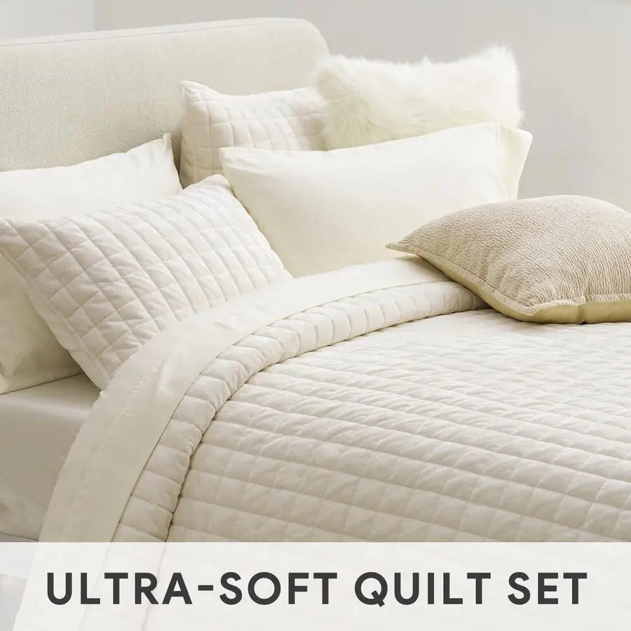 Luxury Velvet Quilt Set King Size, Lightweight Velvet Comforter Set, Oversized Bedspread Coverlet Quilted Bedding Set, with 2 Ma