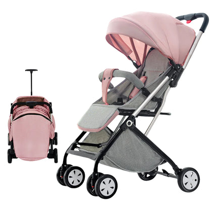 Lightweight Baby Stroller, Compact Toddler Travel Stroller For Airplane, Infant Stroller W/ 5-Point Harness, Adjustable Backrest